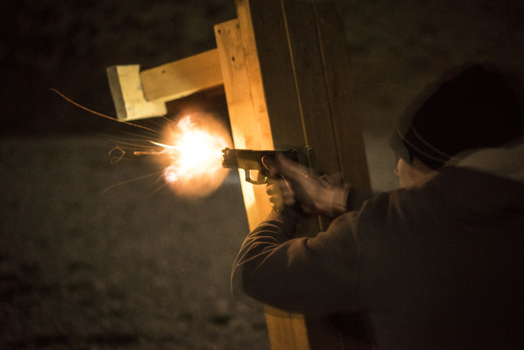 I think someone who just picks up a gun and starts carrying without ever bothering to learn when and how they may legally use said firearm is morally bankrupt. My friend Brett, seen here training at night, is not morally bankrupt.